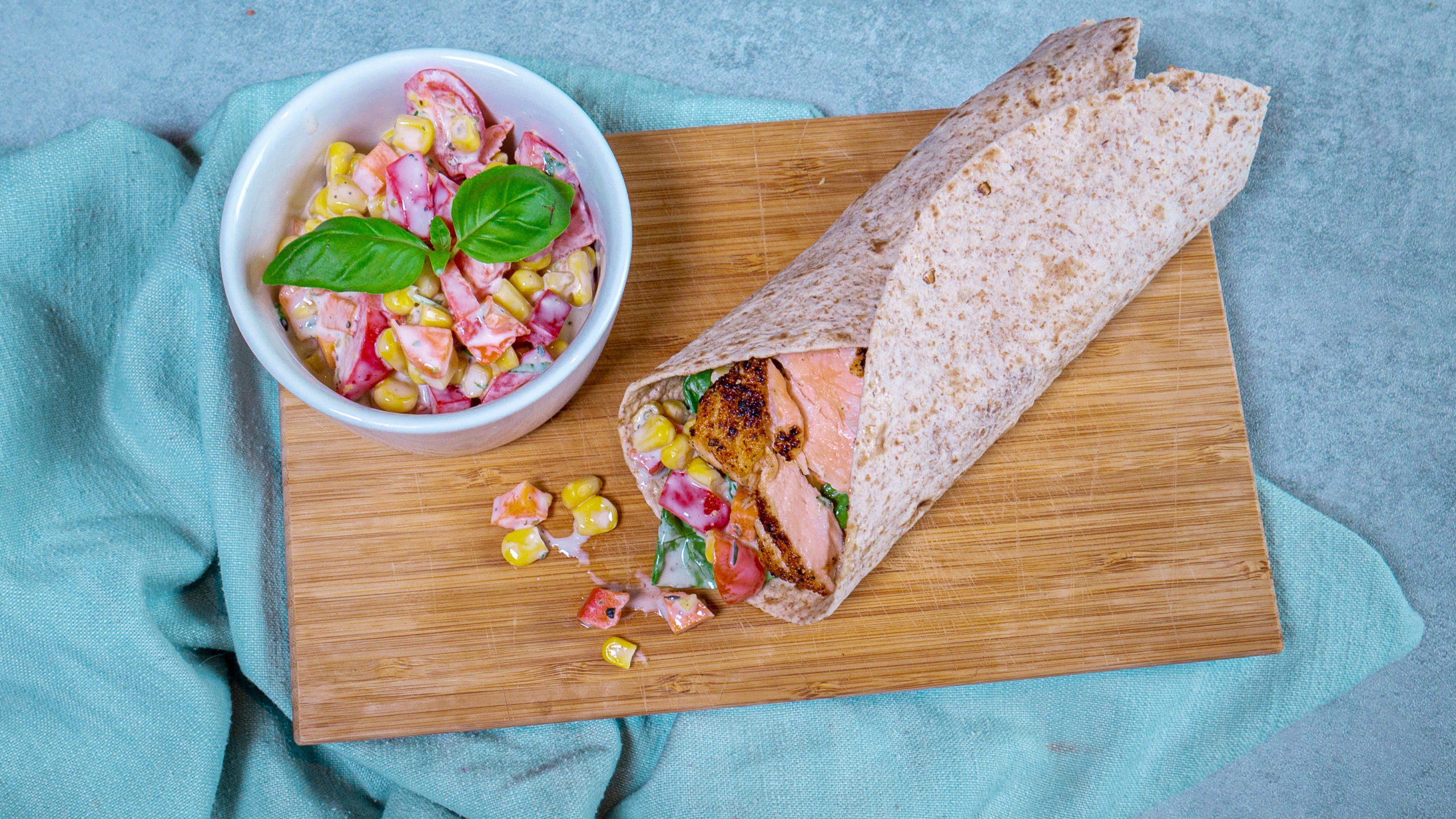 Wraps med laks eller kylling